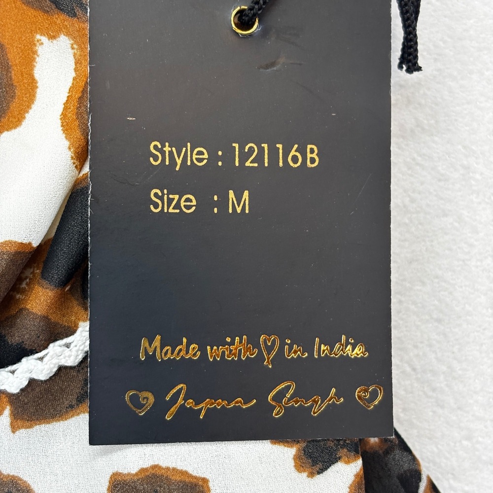 Japna Camisole Top Women Medium Brown Cow Print Handkerchief Hem Western Boho - Picture 9 of 10
